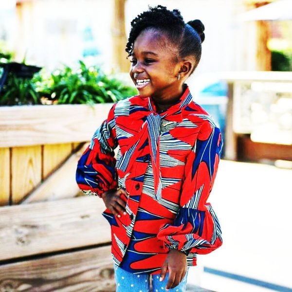 Ankara Print Girls Bubble Sleeve Shirt - African Clothing for Girls - Ankara Print Kids Clothing - Kids African Clothes