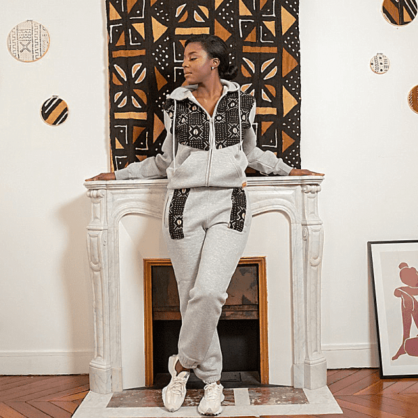 African Jogger Set, Ankara jogger, Off white African hoodie, hoodie, couple set, jogger set