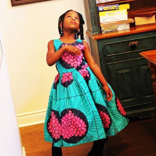 Baby Girl African Print Dress With Back Bow