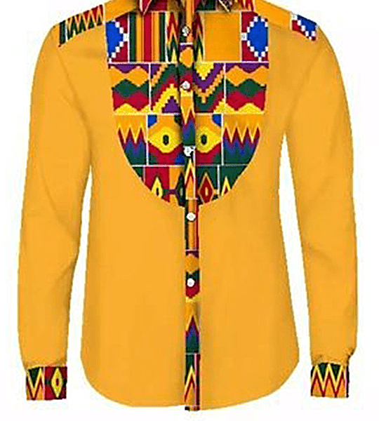 Yellow Ankara Shirt, African Men Clothing, African Men's Wear, Ankara Shirt...