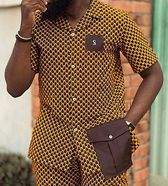 Ankara Shirt With Matching Short, African Men Clothing, African Men's Wear, Ankara Shirt...