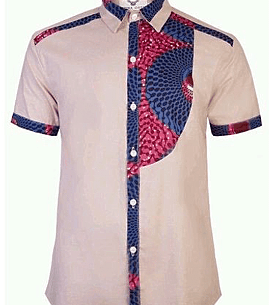 White Ankara Shirt, African Men Clothing, African Men's Wear, Ankara Shirt...