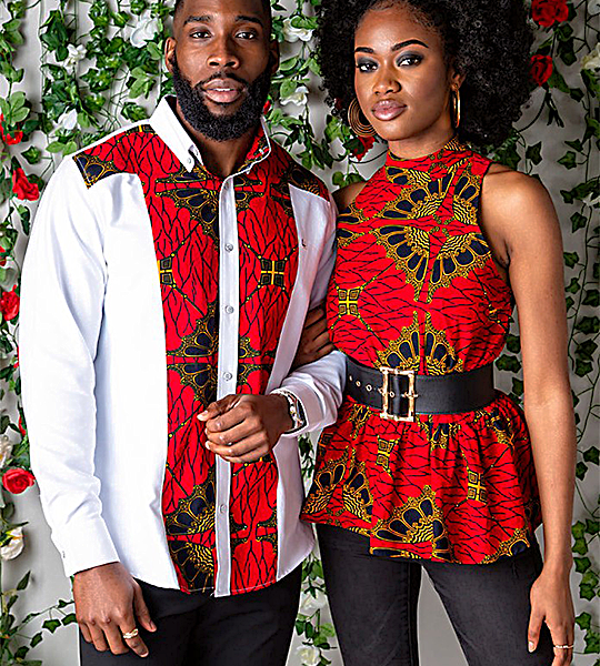 African couple's Ankara Tops, African Ankara Shirt, African Dashiki Shirts...