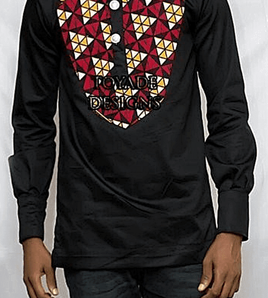 Black Ankara Shirt, African Men Clothing, African Men's Wear, Ankara Shirt