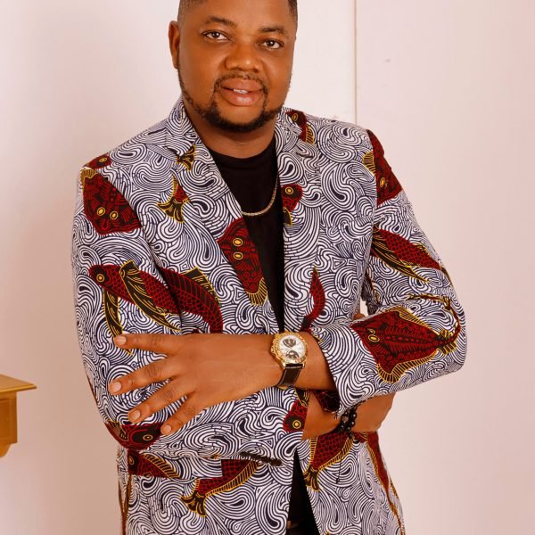 Men’s African Print Ankara Tuxedo Jacket Blazer in Brown White Yellow and Black