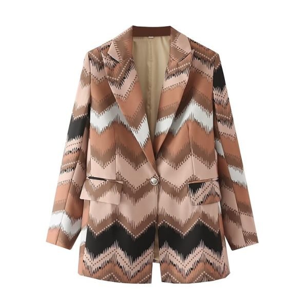 Autumn and Winter New Fashion Xin'an Textured Printing Suit Coat Suit Women