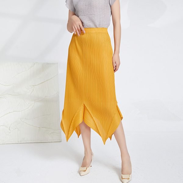 Pleated Skirts For Women High Waist Irregular Slim Skirts Spliced Female Clothing
