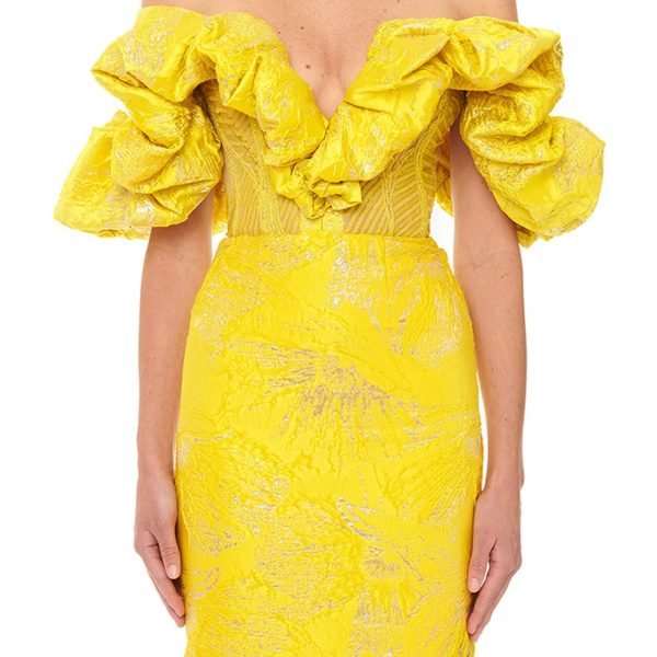 New Summer Off-The-Shoulder Sexy French Dress Temperament Print Floral Wrap Chest Sequin Dress