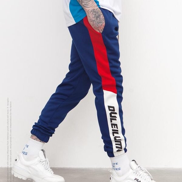 Sweatswear Pants Printing Side Stripe Pockets Men Vintage Sweatpants