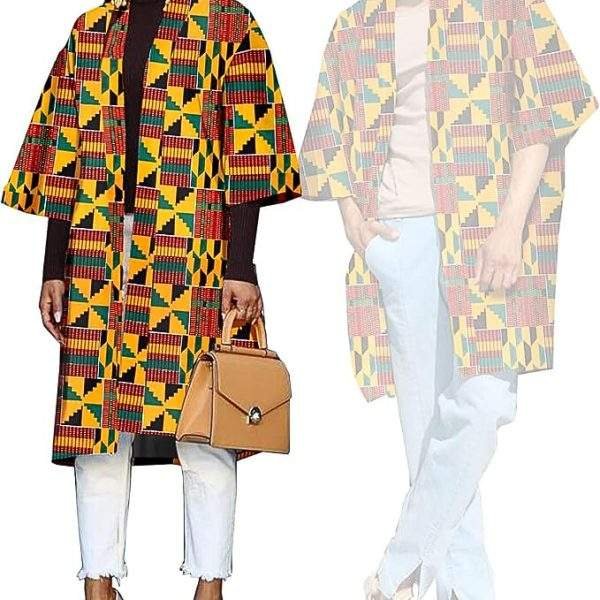 African Couple Outfits Print Open Front Dashiki Men and Women Casual Outwear Shirt Attire Clothing Clotes