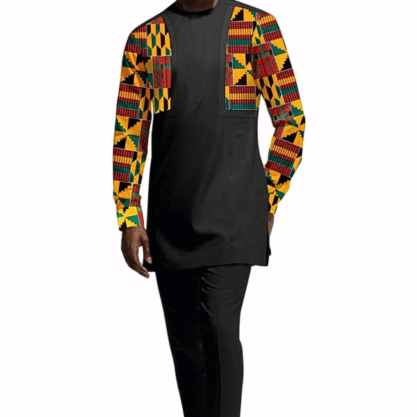 African Men‘s Party Suit Two Pieces Set Dashiki Shirt Pant Tracksuit Long Sleeve Outfit