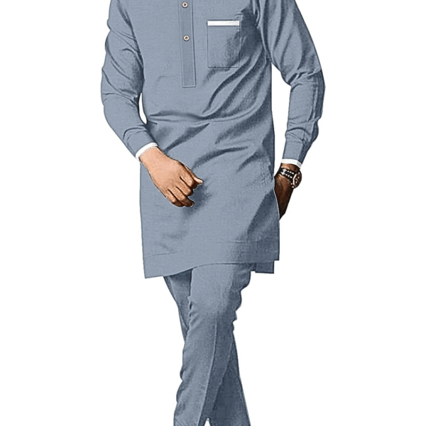 African Suit for Men Dashiki Native Attire Casual Long Sleeve Shirt and Pant 2 Piece Sets Wedding Outfits