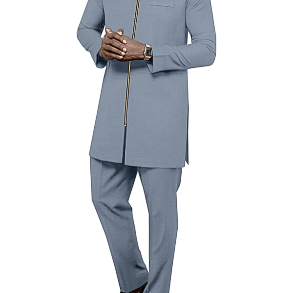 African Suits for Men Dashiki Casual Slim Fit Long Sleeve Shirt and Pant 2 Piece Set Attire Traditional Outfits