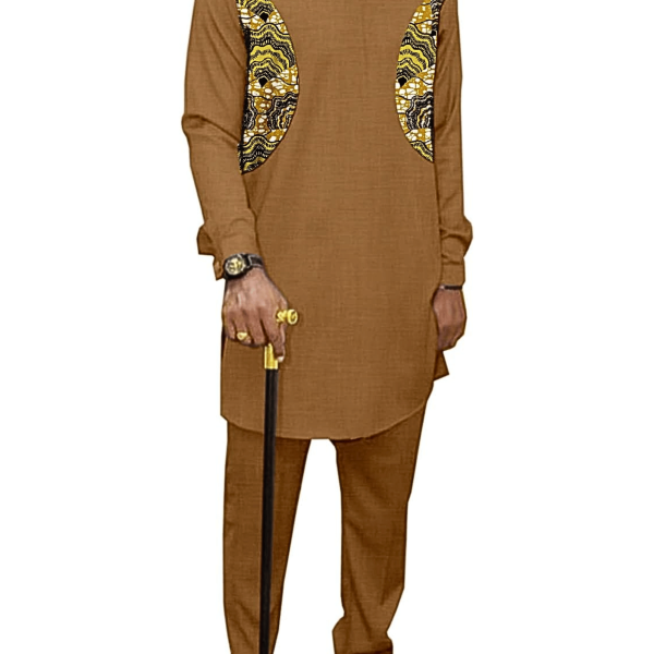 African Suits for Men Casual Dashiki Print Shirts and Pant 2 Piece Set Ankara Outfits Clothing Attire Wedding