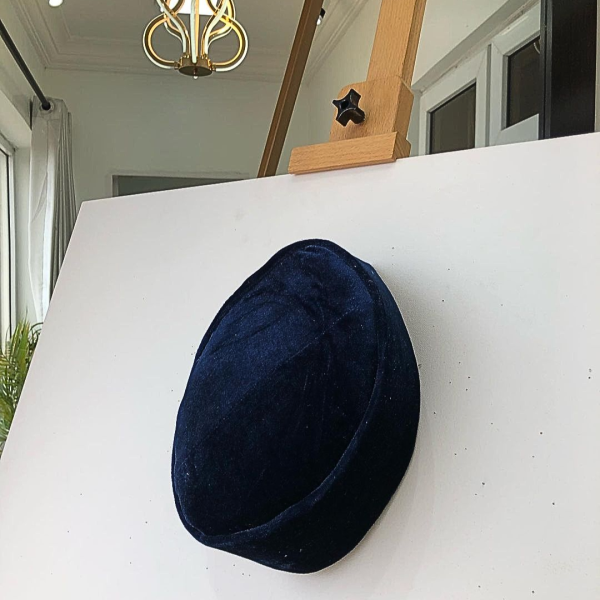African Traditional Navy Blue velvet ceremonial hat