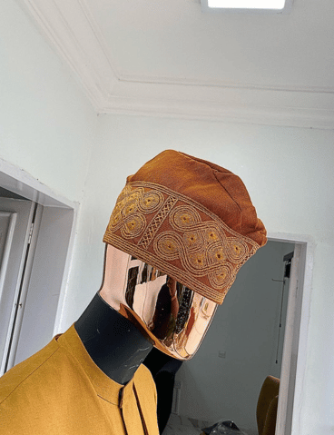 Burnt Orange Monochrome Hand Woven Egba Yoruba Hat.