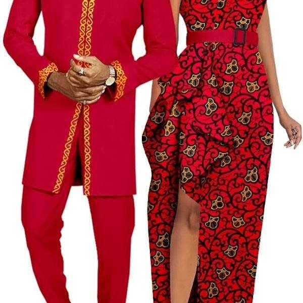 African Couples Clothes Bazin Riche Dashiki African Dresses for Women Match Men Outfits Top and Pants Sets