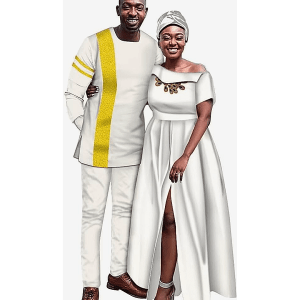 African Couple Outfits Matching Set for Party Elegant Satin African Dresses and Mens African Traditional Clothes Suits