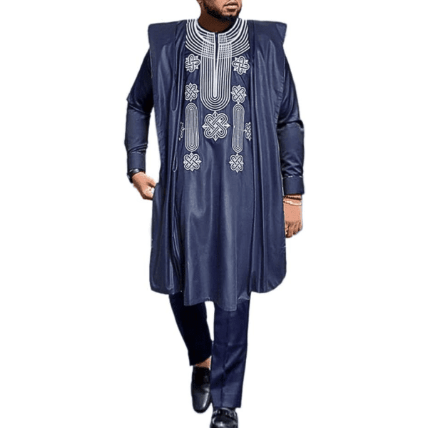 African Mens Apparel Agbada Clothing Embroidery Dashiki Shirts and Pants Outfits 3