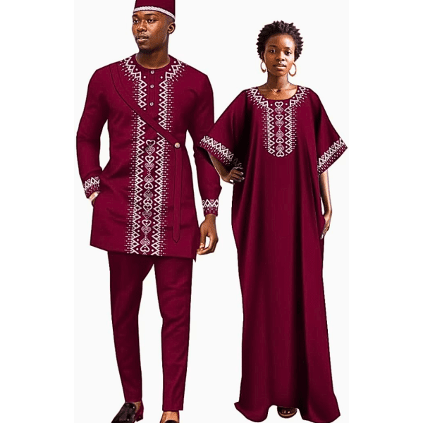 African Clothes for Couple Silver Print African Traditional Mens Suits and African Dresses for Women Lovers Outfits